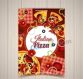 彩色意大利匹萨店传单矢量